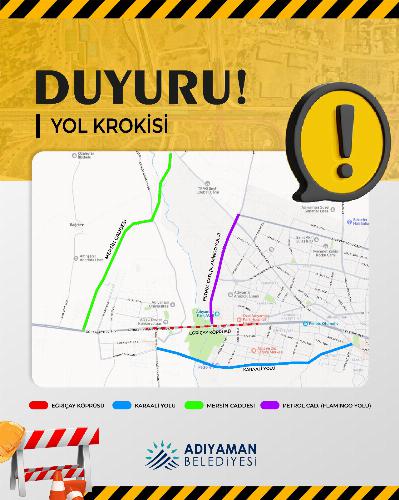 Adıyaman Belediyesi’nden sürücülere alternatif yol uyarısı
