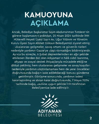 KAMUOYUNA AÇIKLAMA