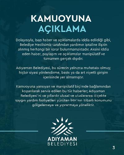 KAMUOYUNA AÇIKLAMA